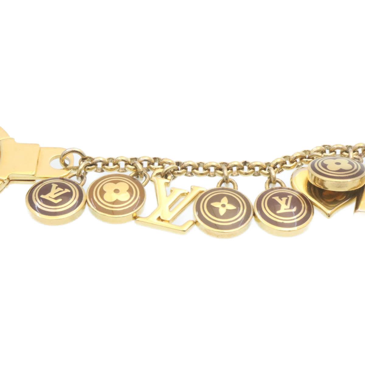 LOUIS VUITTON Porte Cles Chainne Pastilles Charm Gold Brown M65380 th2120