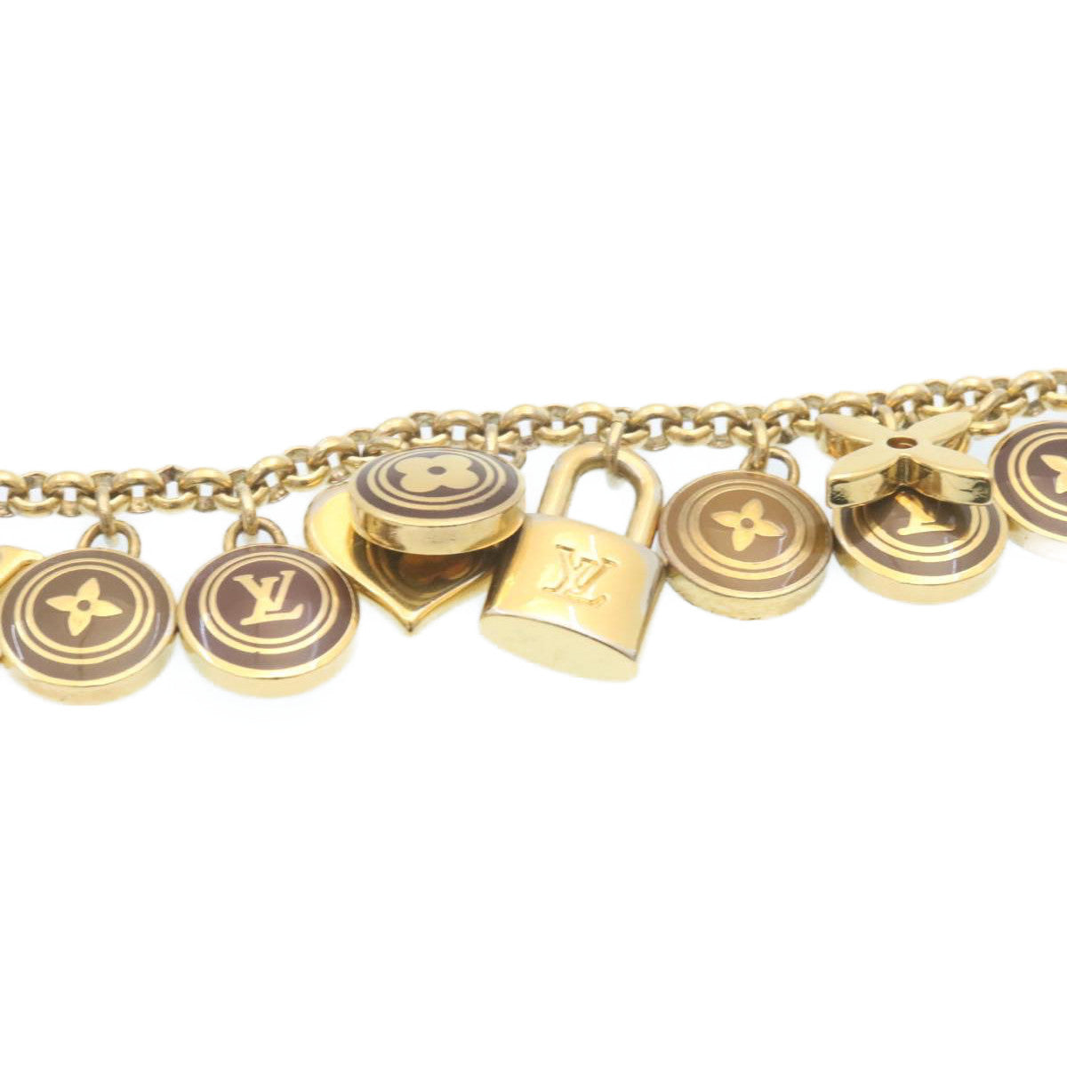 LOUIS VUITTON Porte Cles Chainne Pastilles Charm Gold Brown M65380 th2120