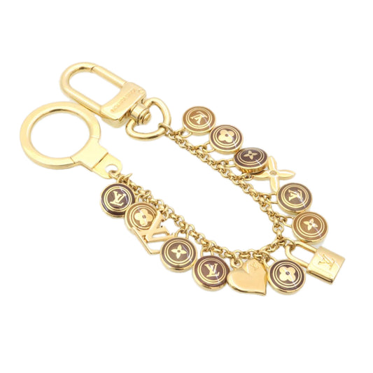 LOUIS VUITTON Porte Cles Chainne Pastilles Charm Gold Brown M65386 th2236