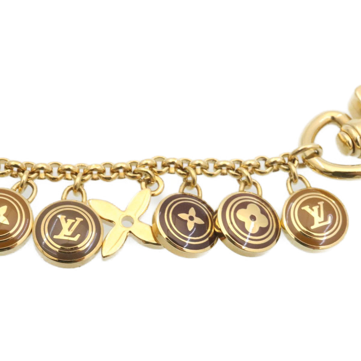 LOUIS VUITTON Porte Cles Chainne Pastilles Charm Gold Brown M65386 th2236