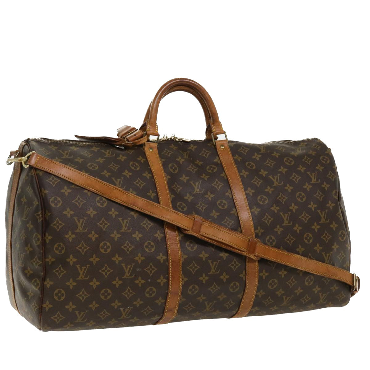LOUIS VUITTON Monogram Keepall Bandouliere 60 Boston Bag M41412 LV th3320
