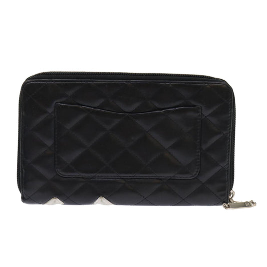 Luxury Chanel Cambon Line Long Wallet Lamb Skin Black CC  th3796