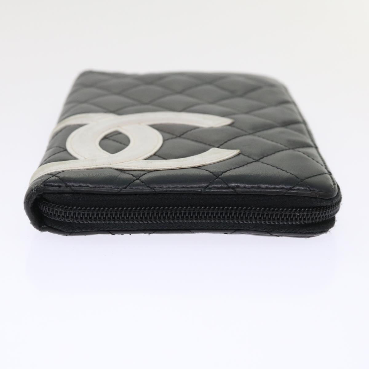 Luxury Chanel Cambon Line Long Wallet Lamb Skin Black CC  th3796