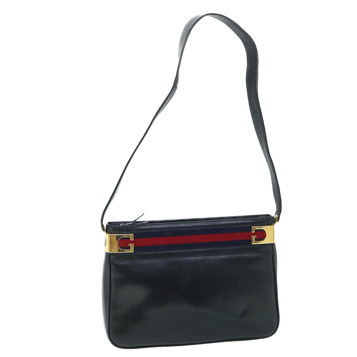 Luxury Gucci Sherry Line Shoulder Bag Leather Black Red Navy  th4022