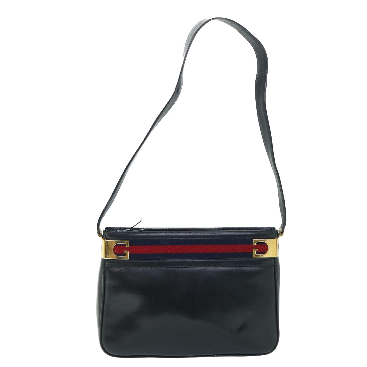 Luxury Gucci Sherry Line Shoulder Bag Leather Black Red Navy  th4022