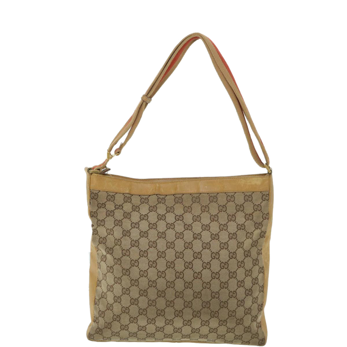 Luxury Gucci GG Canvas Sherry Line Shoulder Bag Beige Red 001 4094 002113  th4031