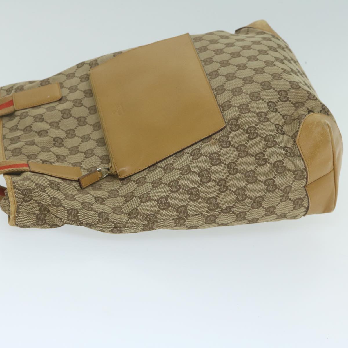 GUCCI GG Canvas Sherry Line Tote Bag Beige Red Brown 019 0401  th4479