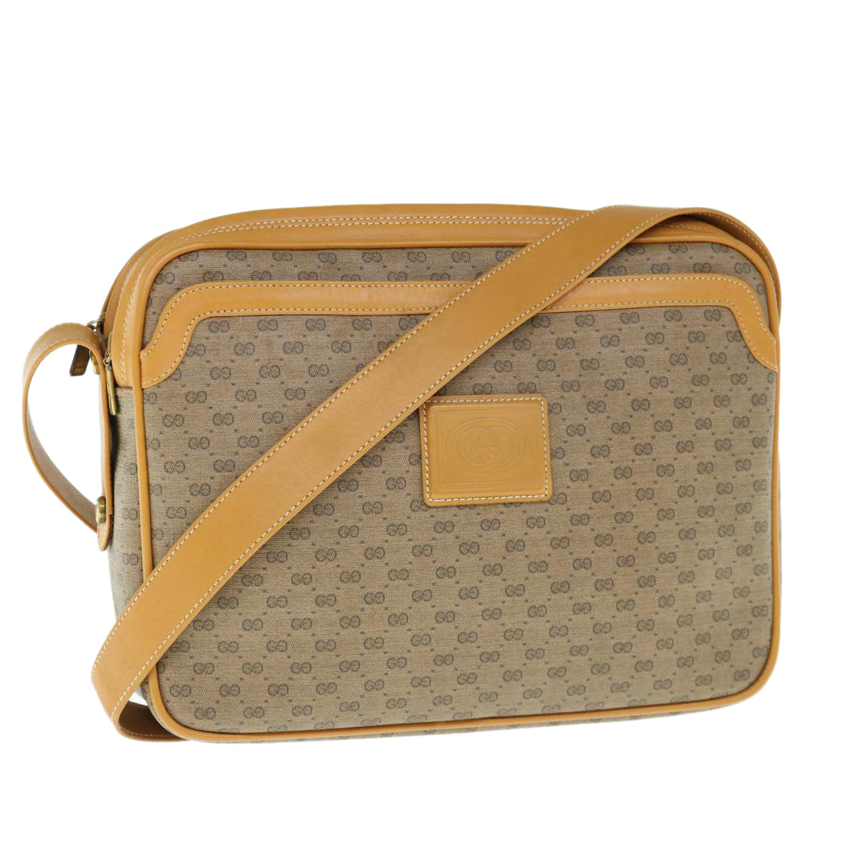 GUCCI Micro GG Supreme Shoulder Bag PVC Leather Beige  th4487