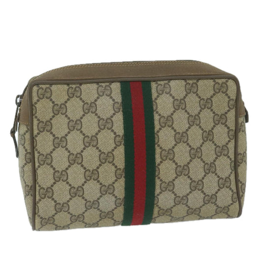 GUCCI GG Supreme Web Sherry Line Clutch Bag Beige Red 89 01 012  th4488