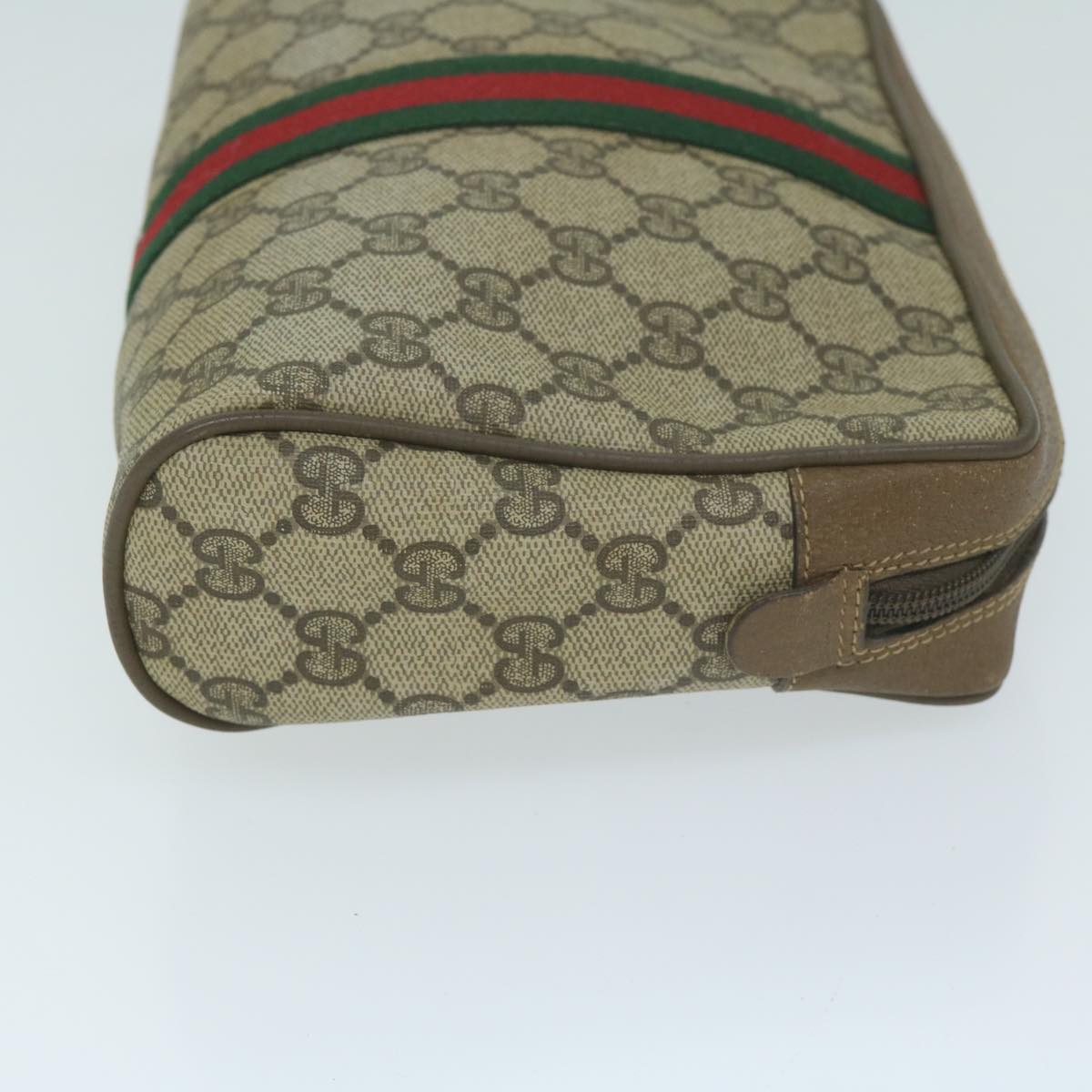 GUCCI GG Supreme Web Sherry Line Clutch Bag Beige Red 89 01 012  th4488