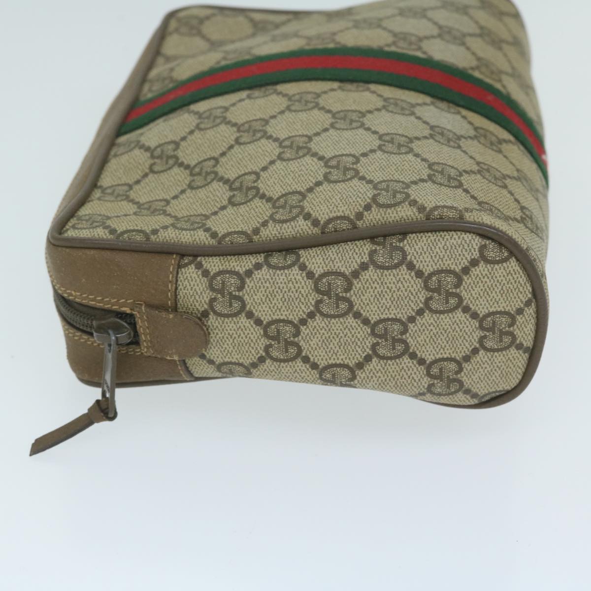 GUCCI GG Supreme Web Sherry Line Clutch Bag Beige Red 89 01 012  th4488