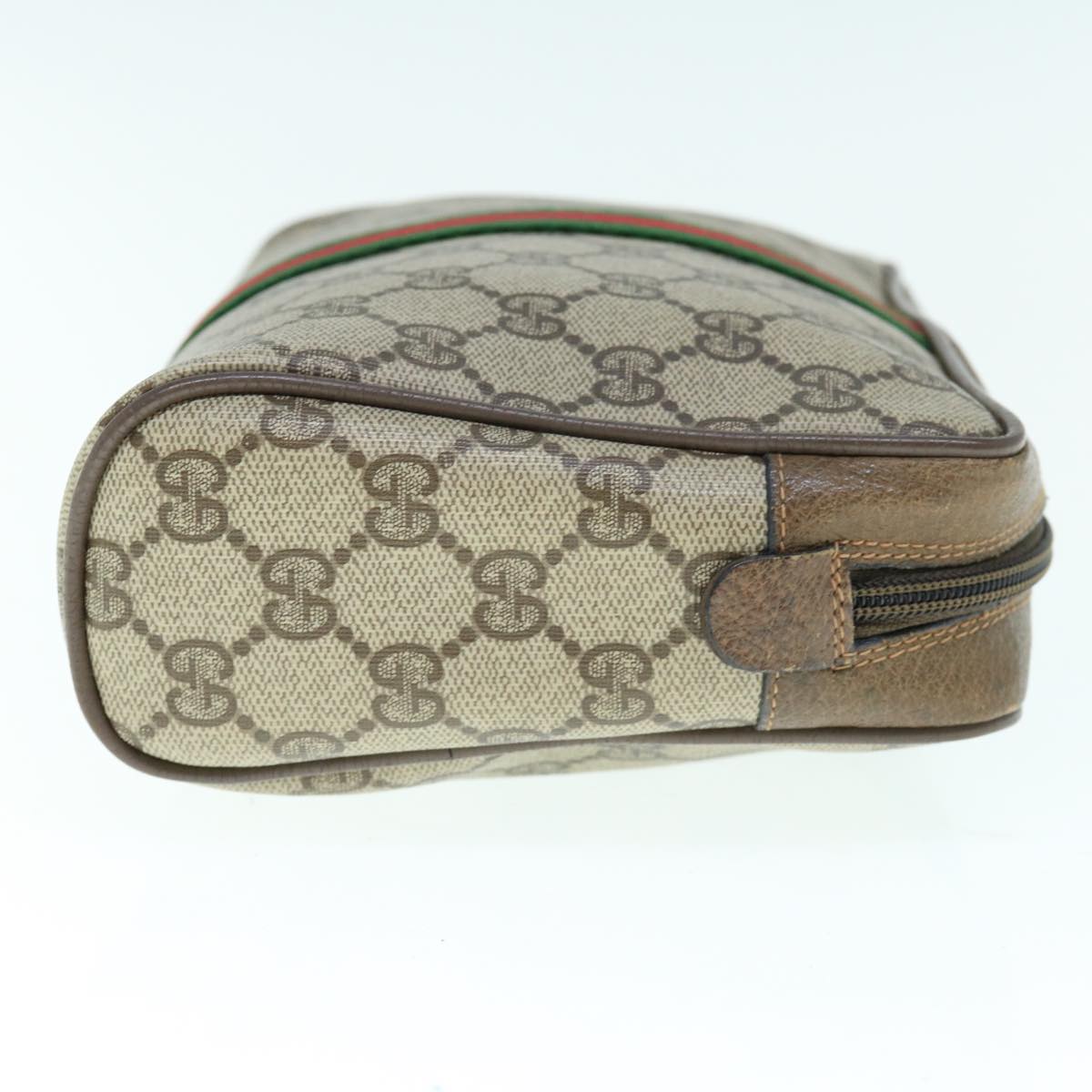 GUCCI GG Supreme Web Sherry Line Clutch Bag Beige Red 63 01 012  th4491