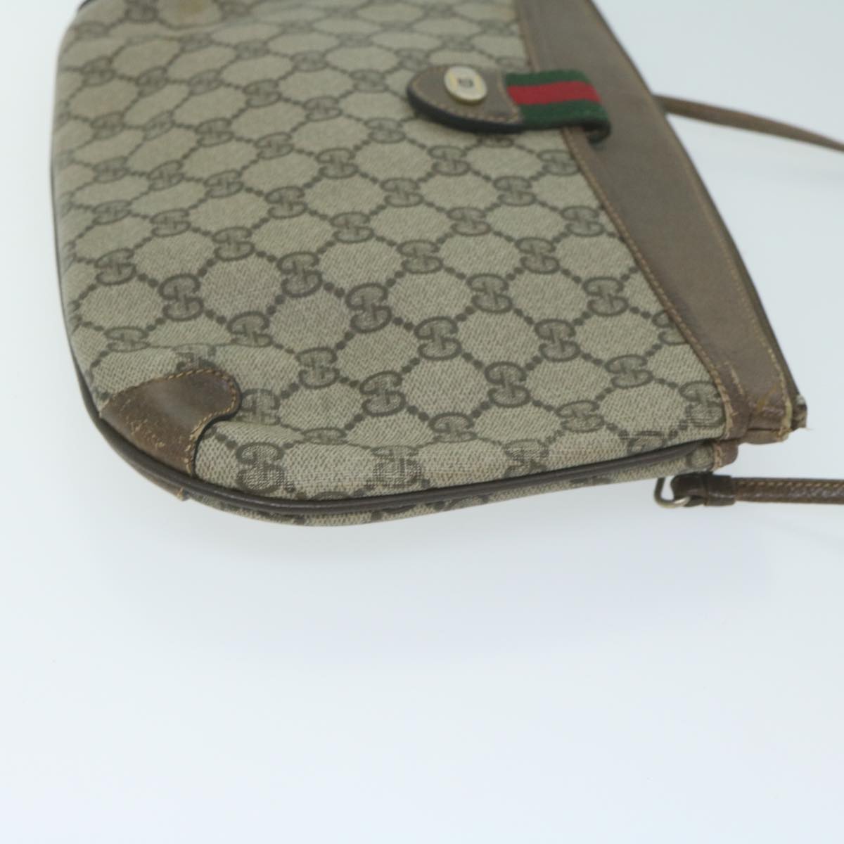 GUCCI GG Supreme Web Sherry Line Shoulder Bag Beige Red 39 02 026  th4493