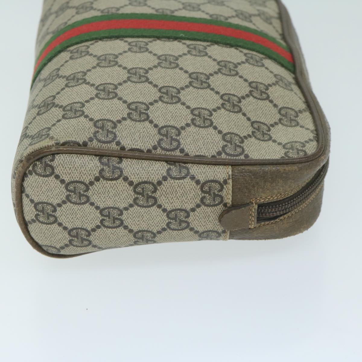 GUCCI GG Supreme Web Sherry Line Clutch Bag Beige Red Green 730 451  th4496