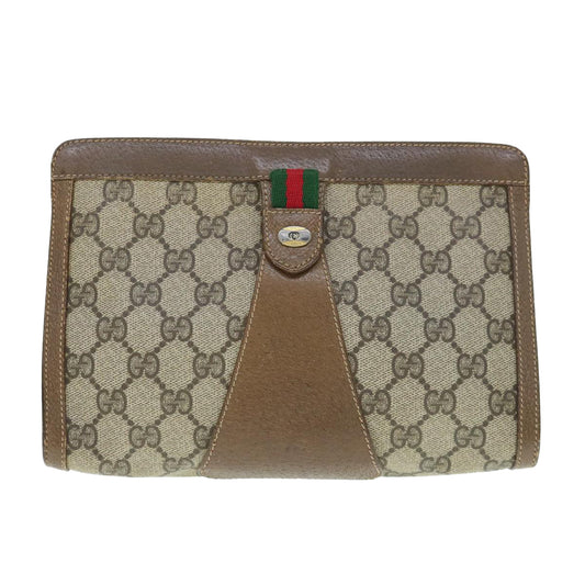 GUCCI GG Supreme Web Sherry Line Clutch Bag Beige Red 89 01 032  th4508