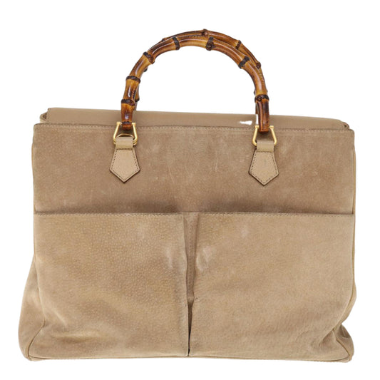GUCCI Bamboo Hand Bag Suede 2way Beige 002 123 0322  th4517