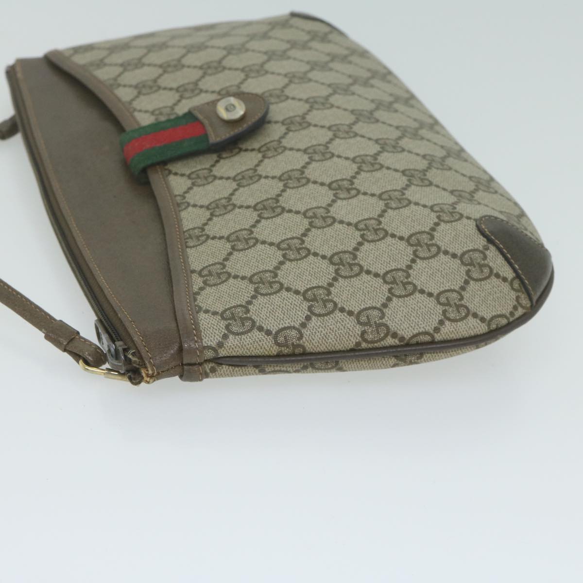 GUCCI GG Supreme Web Sherry Line Shoulder Bag PVC Beige 904 02 026  th4518