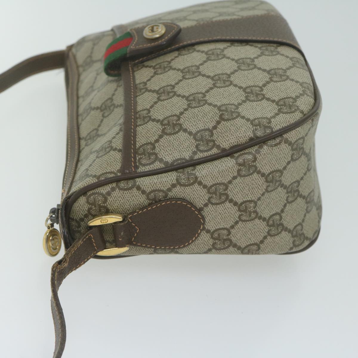 GUCCI GG Canvas Web Sherry Line Shoulder Bag PVC Beige  th4529