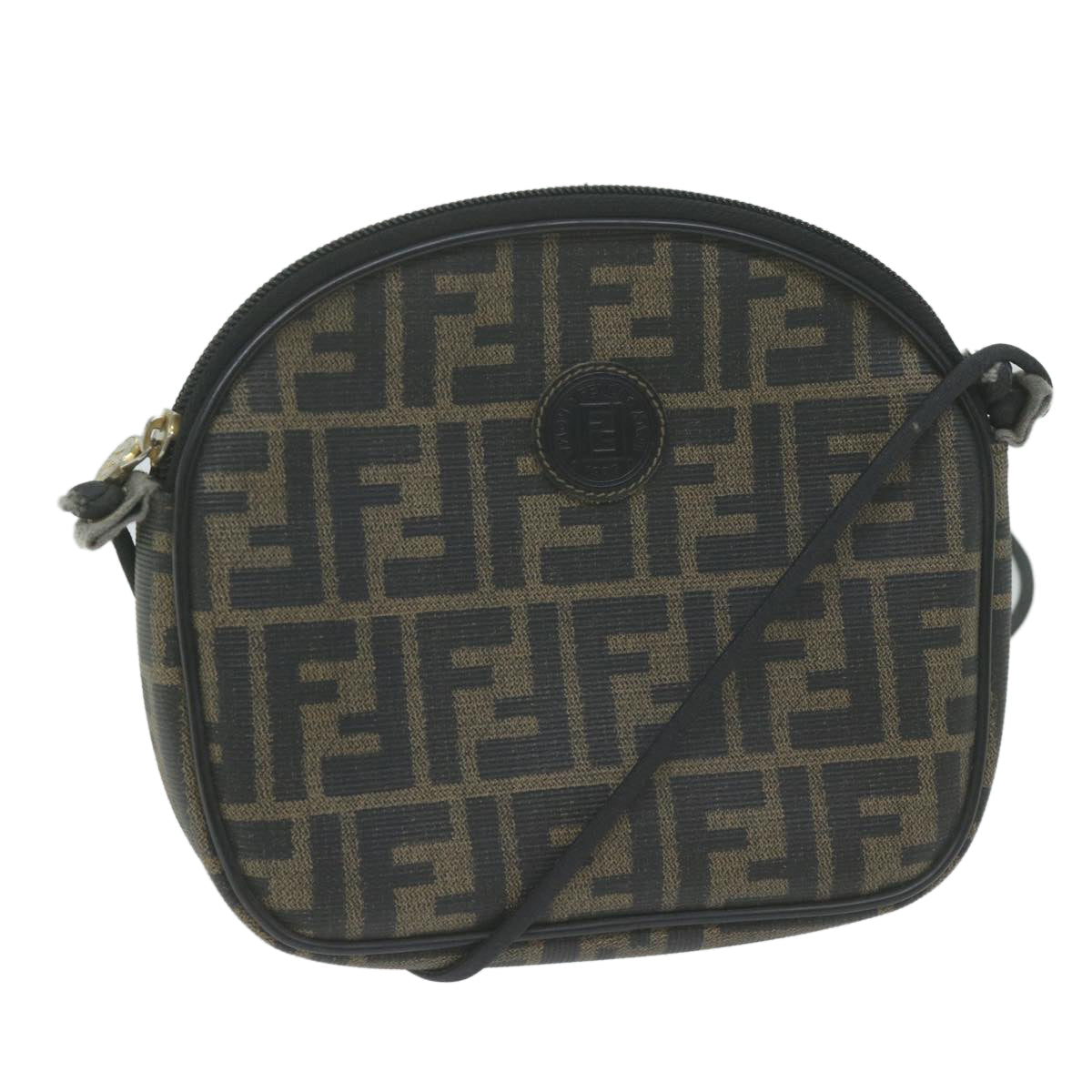 Luxury FendiZucca Canvas Shoulder Bag Brown Blackth4549