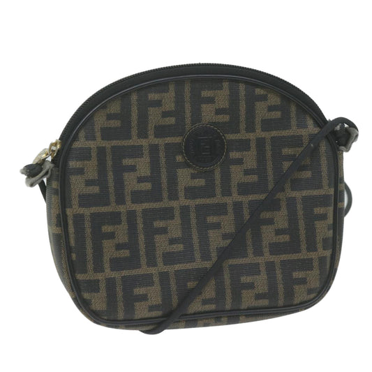 Luxury FendiZucca Canvas Shoulder Bag Brown Blackth4549