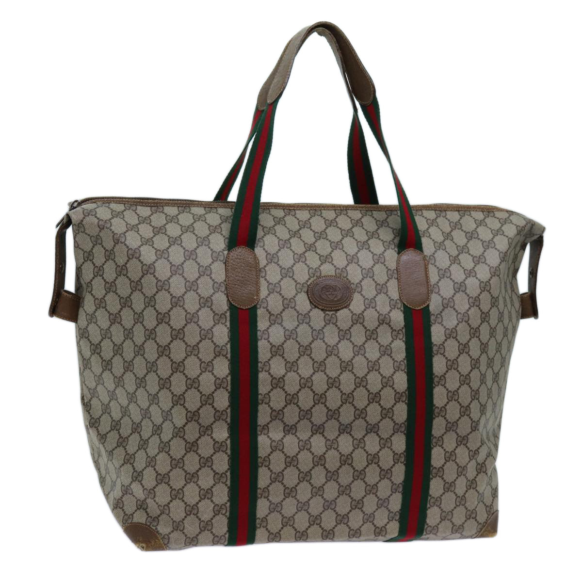 Luxury Gucci Trending 2025 GG Supreme Web Sherry Line Boston Bag PVC Beige Red 89 19 012  th4748