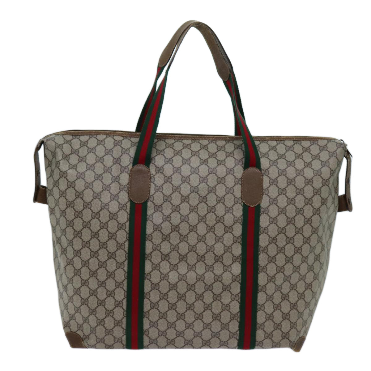 Luxury Gucci Trending 2025 GG Supreme Web Sherry Line Boston Bag PVC Beige Red 89 19 012  th4748
