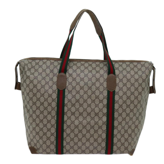 Luxury Gucci Trending 2025 GG Supreme Web Sherry Line Boston Bag PVC Beige Red 89 19 012  th4748