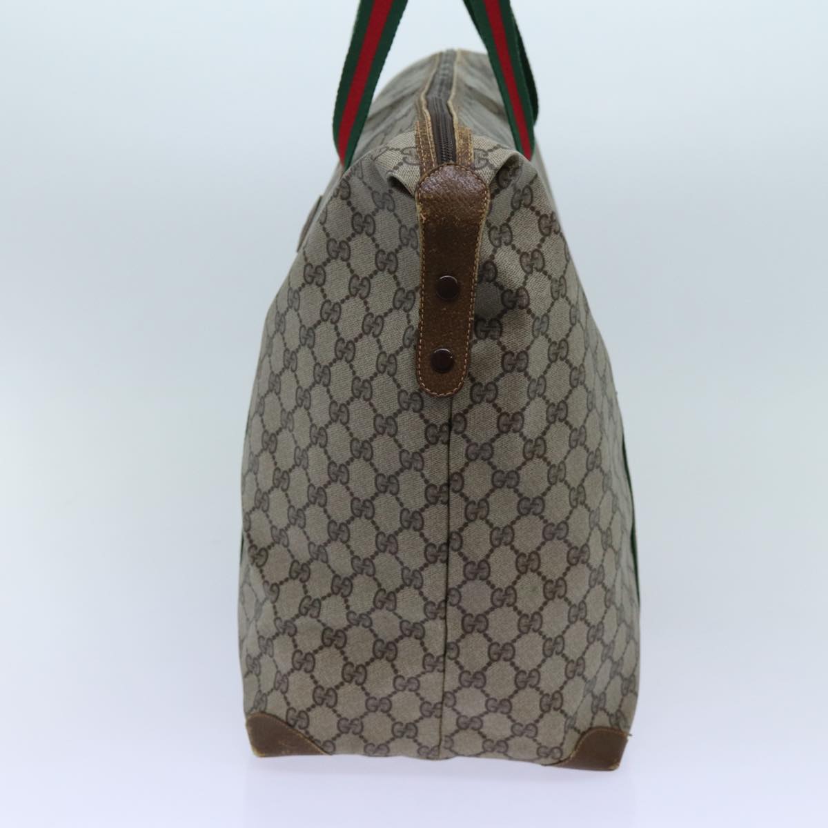 Luxury Gucci Trending 2025 GG Supreme Web Sherry Line Boston Bag PVC Beige Red 89 19 012  th4748