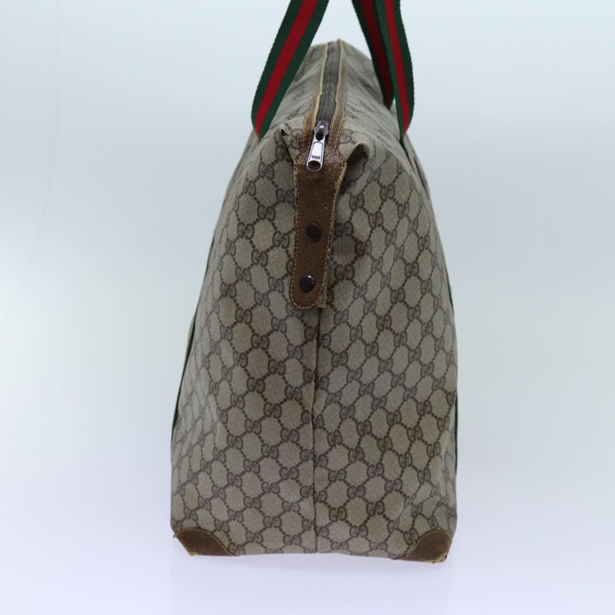 Luxury Gucci Trending 2025 GG Supreme Web Sherry Line Boston Bag PVC Beige Red 89 19 012  th4748