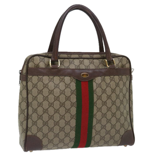 Luxury Gucci Trending 2025 GG Supreme Web Sherry Line Hand Bag PVC Beige Red 904 02 015  th4757