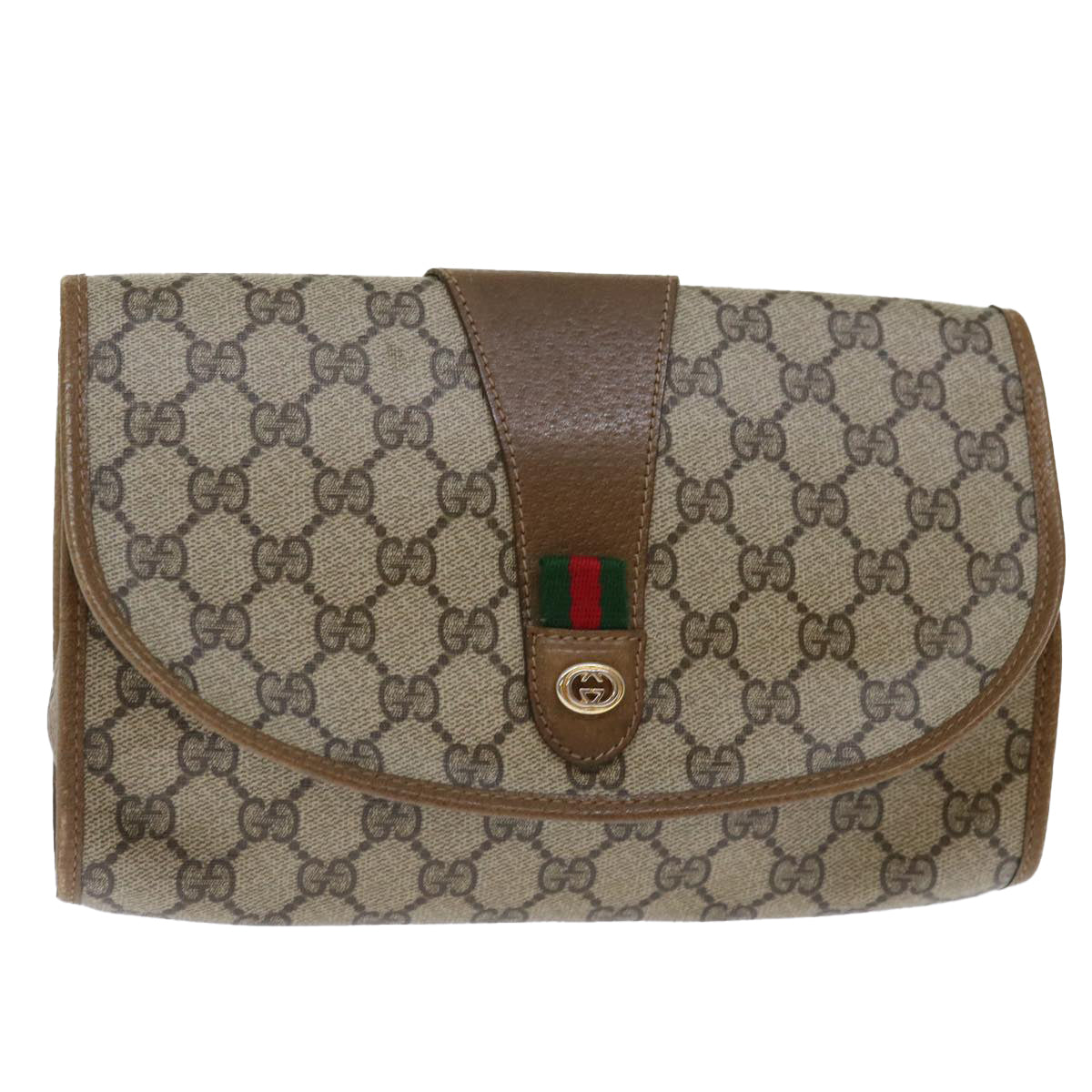Luxury Gucci Trending 2025 GG Supreme Web Sherry Line Clutch Bag Beige Green 89 01 030  th4776