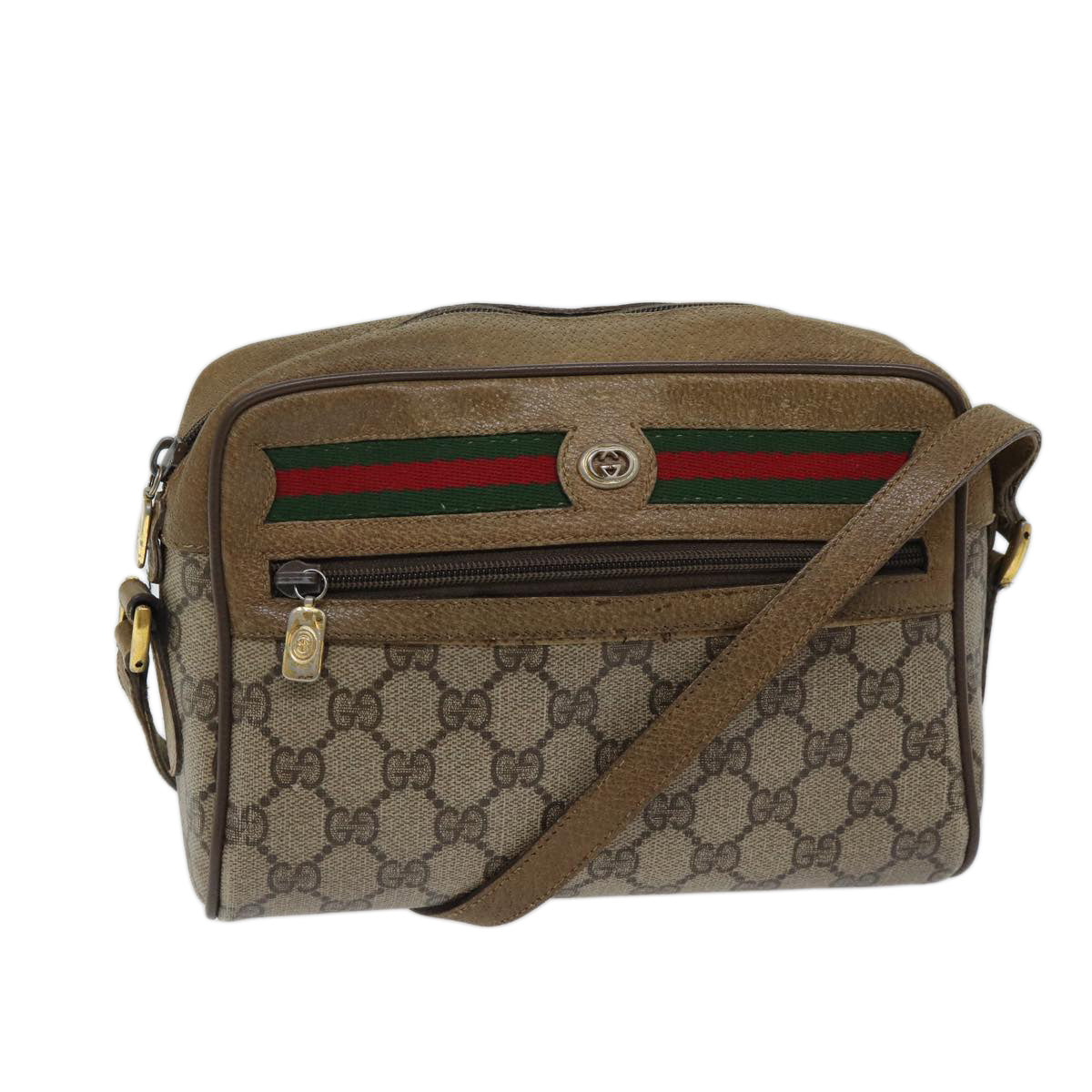 Luxury Gucci Trending 2025 GG Supreme Web Sherry Line Shoulder Bag PVC Beige 56 02 087  th4779