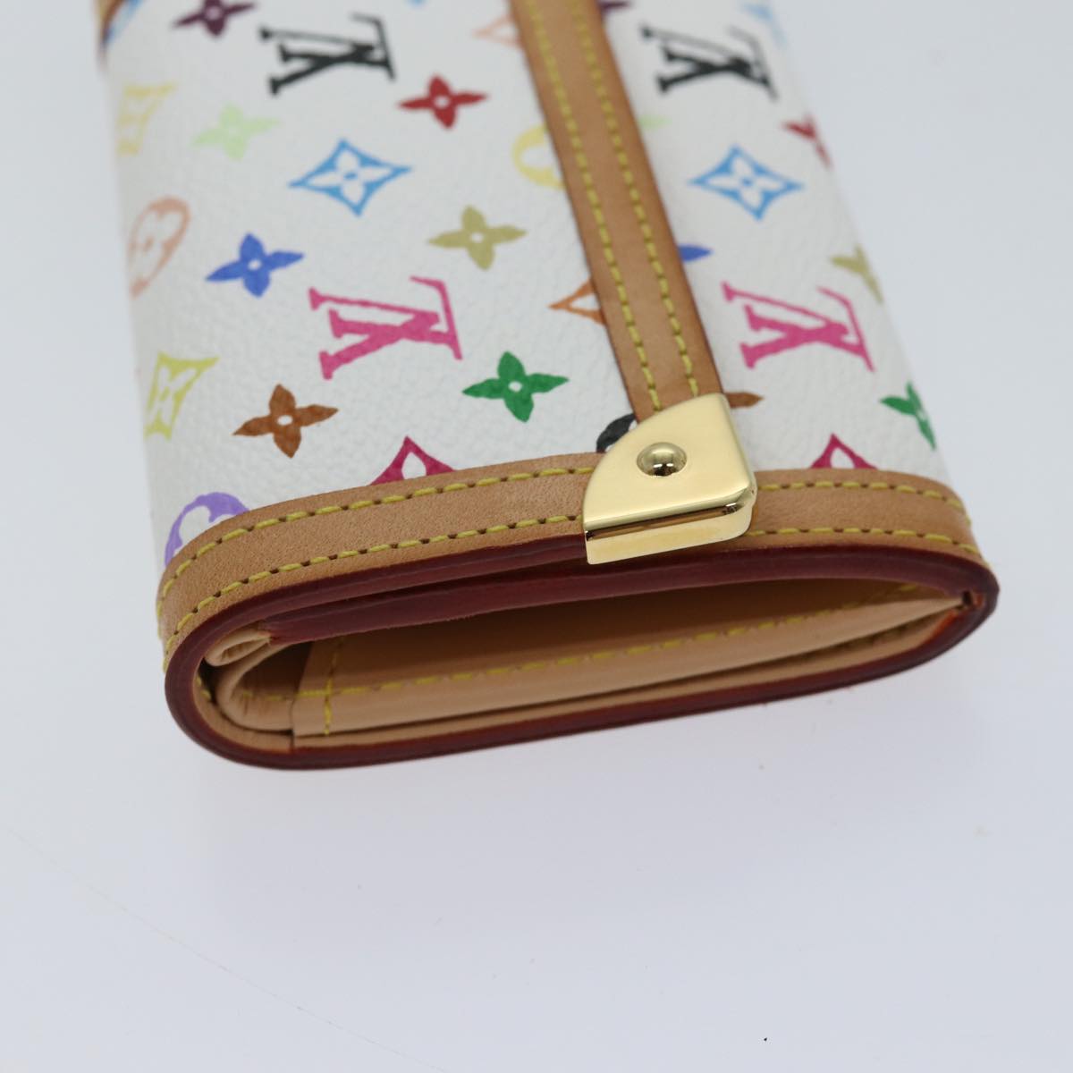 LOUIS VUITTON Monogram Multicolor Porte Monnaie Plat White M92657 LV th4784