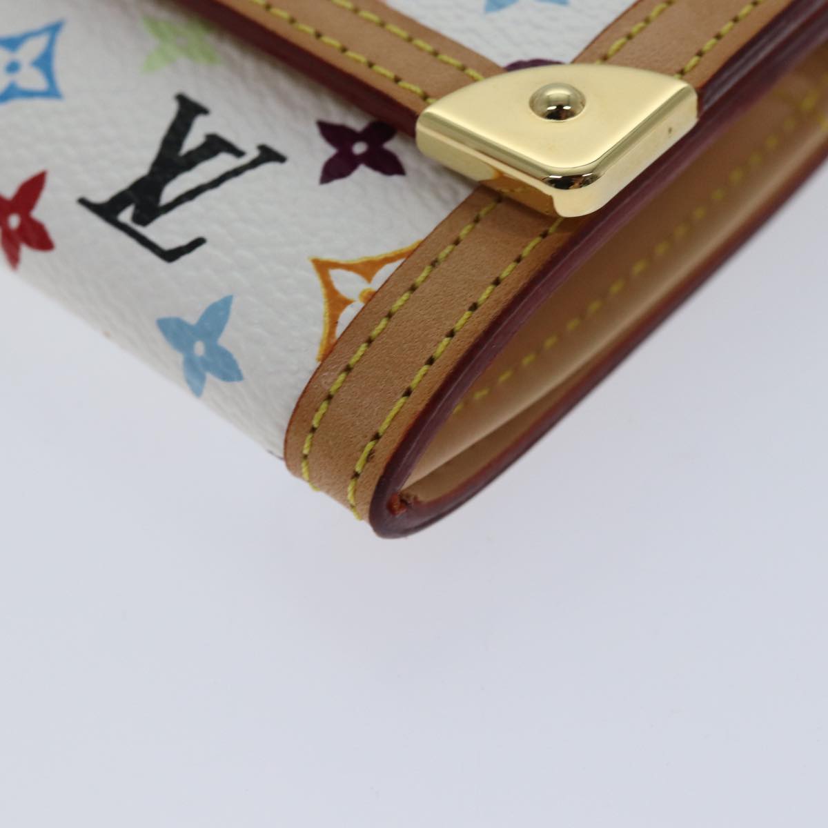 LOUIS VUITTON Monogram Multicolor Porte Monnaie Plat White M92657 LV th4784