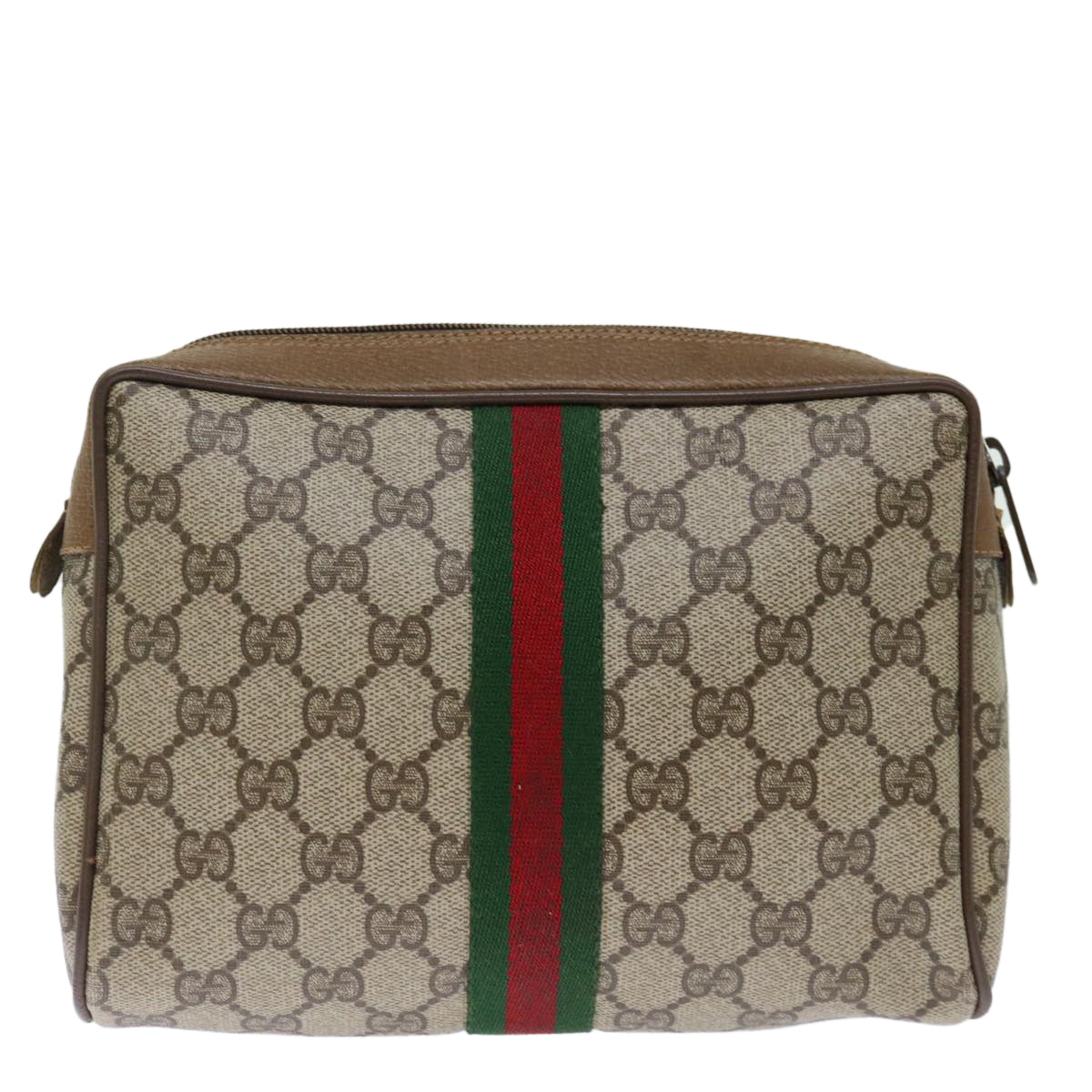 Luxury Gucci Trending 2025 GG Supreme Web Sherry Line Clutch Bag PVC Beige Red 89 01 012  th4807