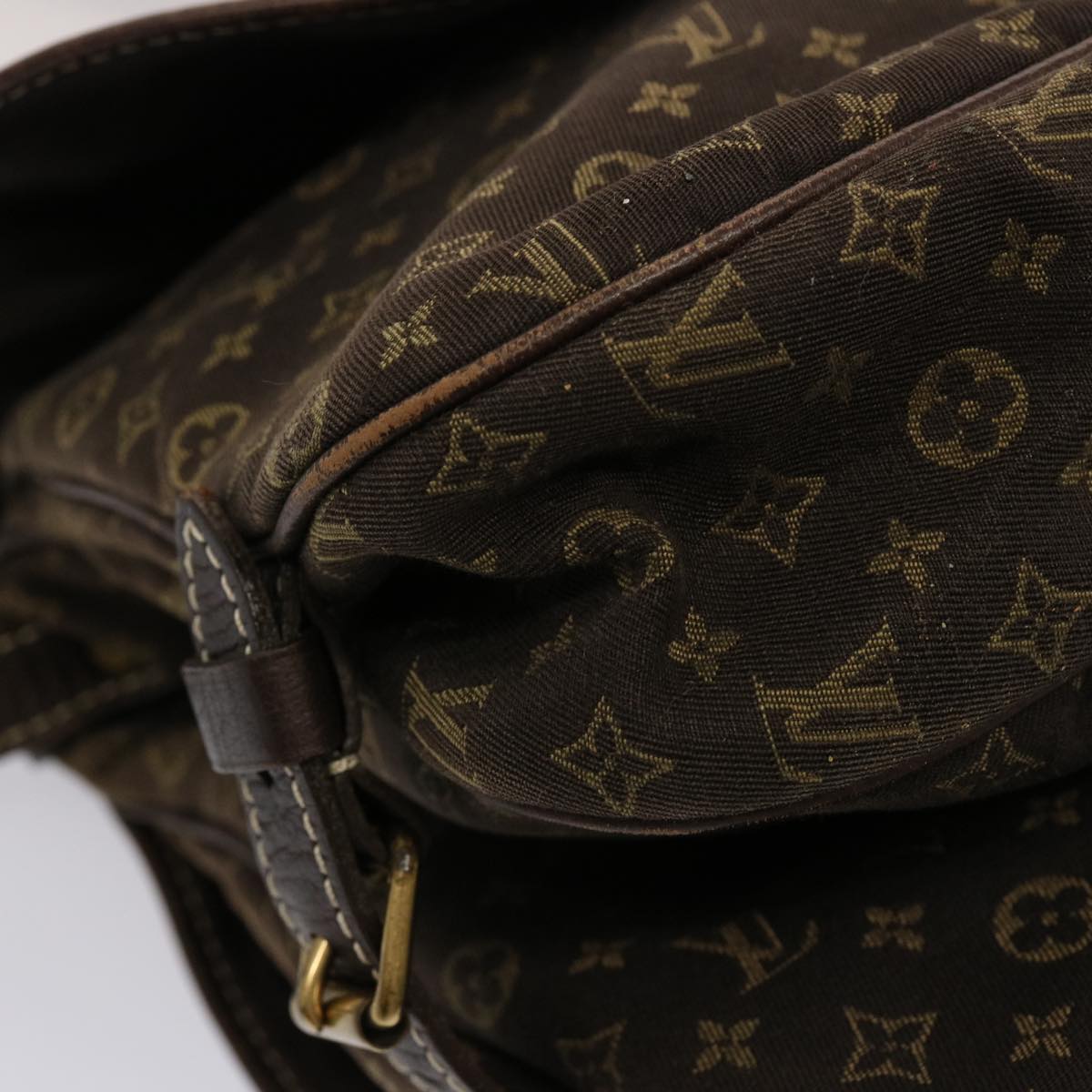 LOUIS VUITTON Monogram Mini Lin Saumur PM Shoulder Bag Ebene M95227 th4927