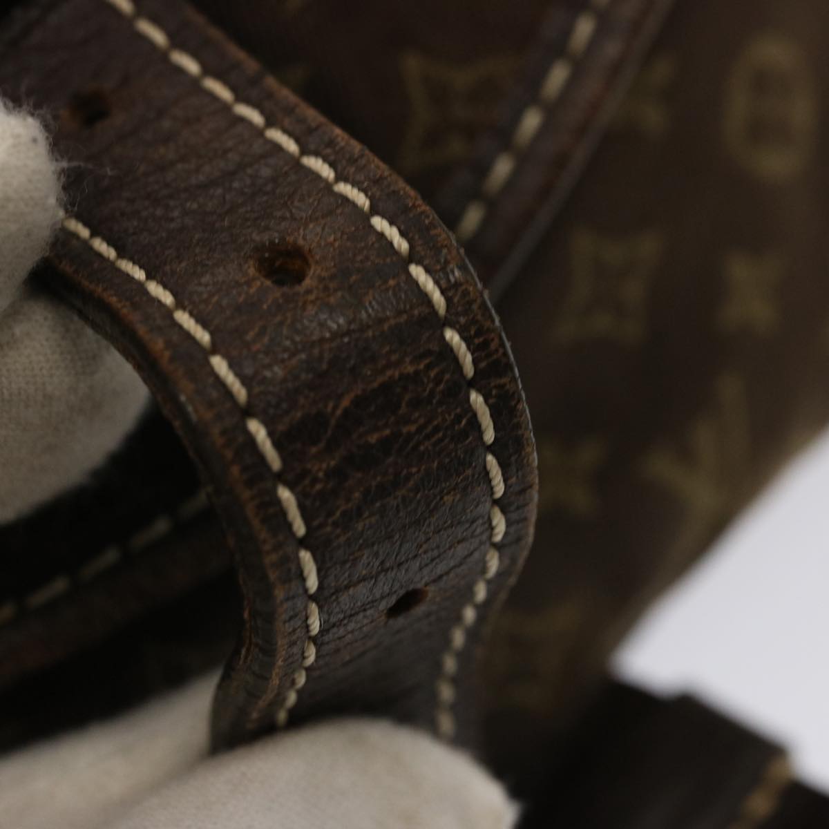 LOUIS VUITTON Monogram Mini Lin Saumur PM Shoulder Bag Ebene M95227 th4927