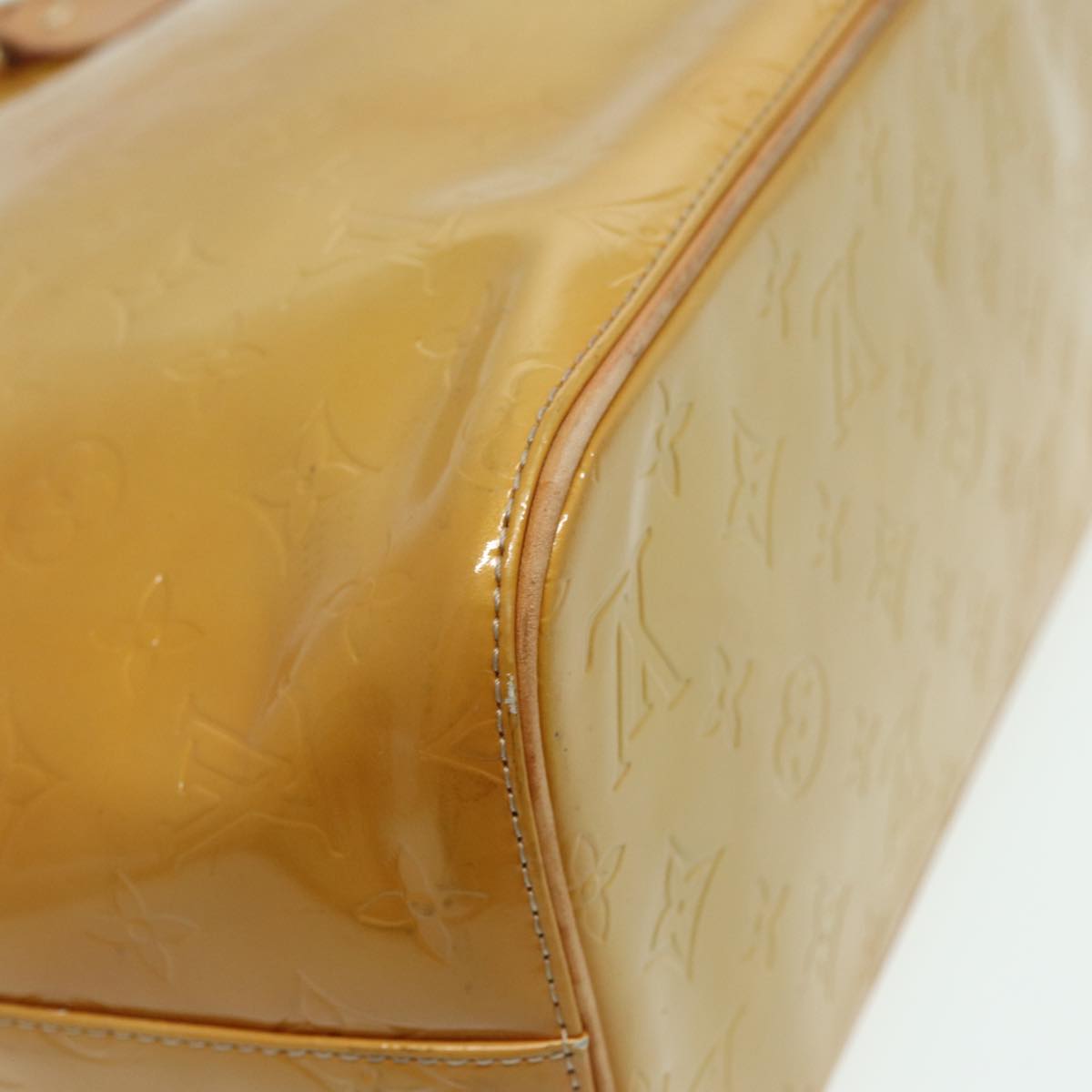 LOUIS VUITTON Monogram Vernis Houston Hand Bag Beige M91004 LV th5141