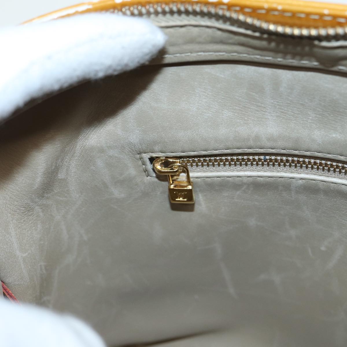 LOUIS VUITTON Monogram Vernis Houston Hand Bag Beige M91004 LV th5141