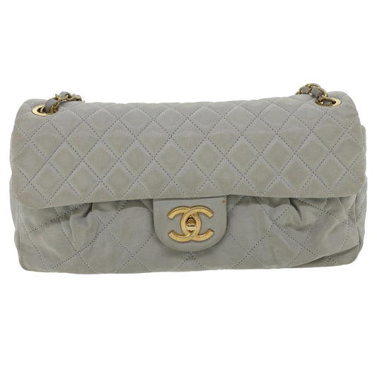 Luxury Chanel Lamb Skin Matelasse Double Chain Shoulder Bag Gray CC  am1097g