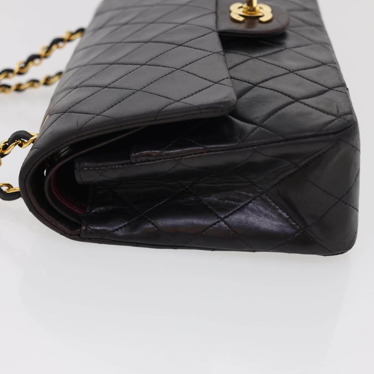 CHANEL Classic Matelasse 25 Chain Flap Shoulder Bag Lamb Skin Black  hs649A