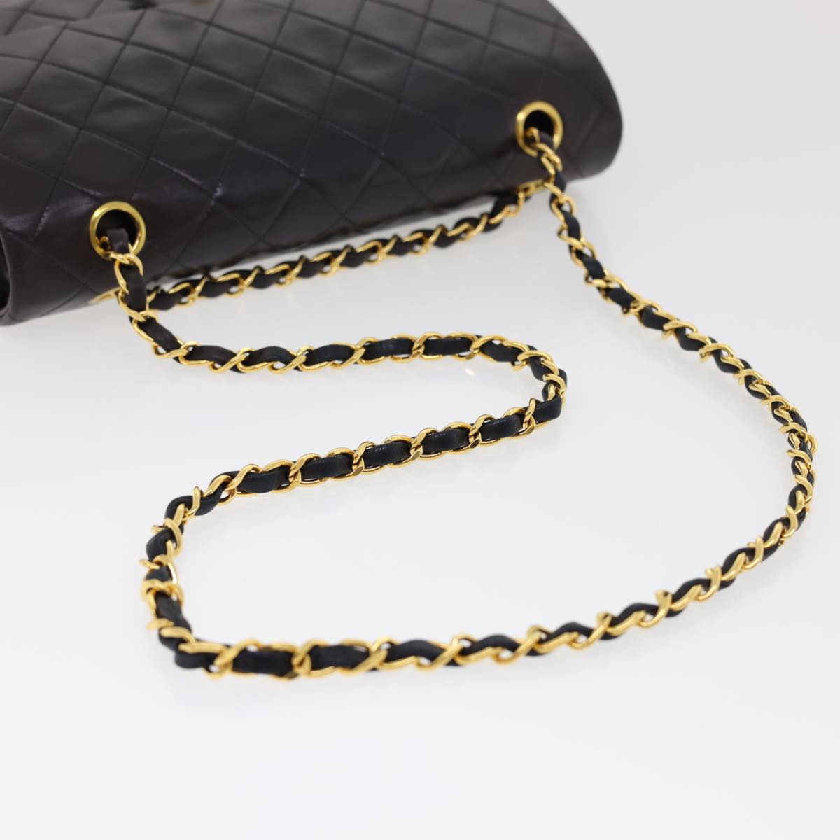 CHANEL Classic Matelasse 25 Chain Flap Shoulder Bag Lamb Skin Black  hs649A