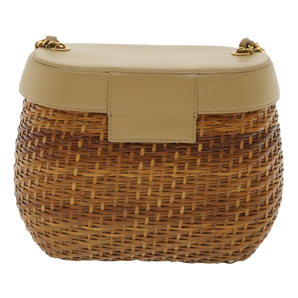 Luxury Chanel Basket Chain Shoulder Bag Leather rattan Brown CC  31896A