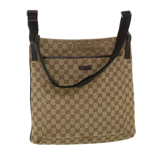 Luxury Gucci GG Canvas Shoulder Bag Beige Brown 122791 1206