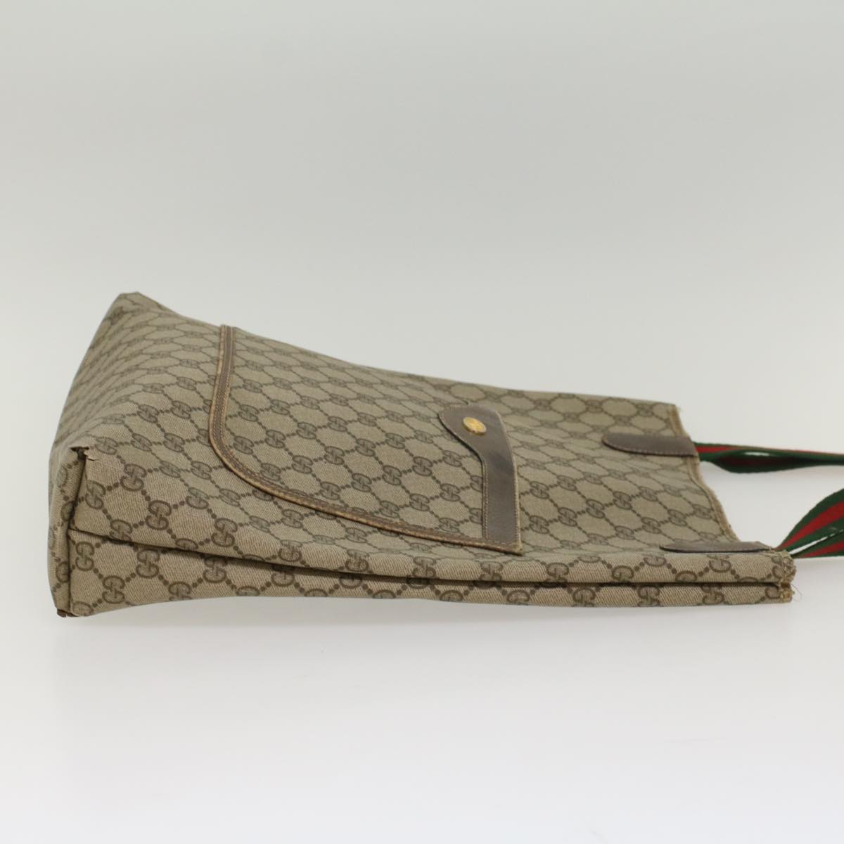 Luxury Gucci GG Canvas Web Sherry Line Tote Bag Beige Red Green 39 02 003 1250