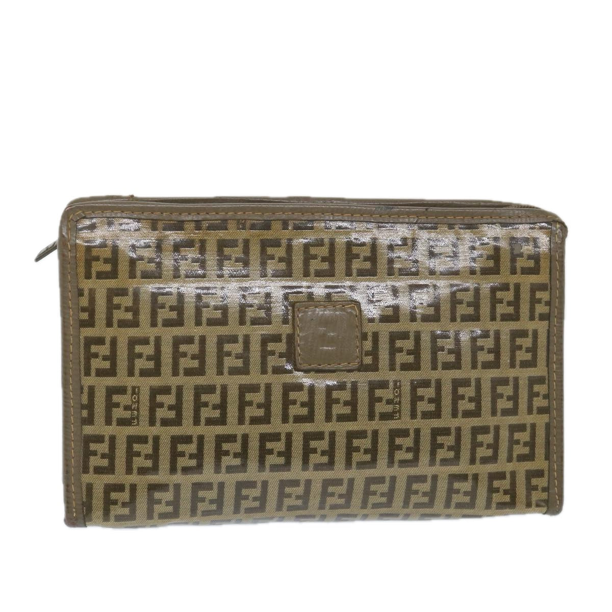Luxury FendiZucchino Canvas Clutch Bag Coated Canvas Brownti1271