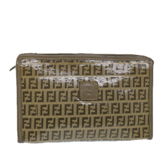 Luxury FendiZucchino Canvas Clutch Bag Coated Canvas Brownti1271