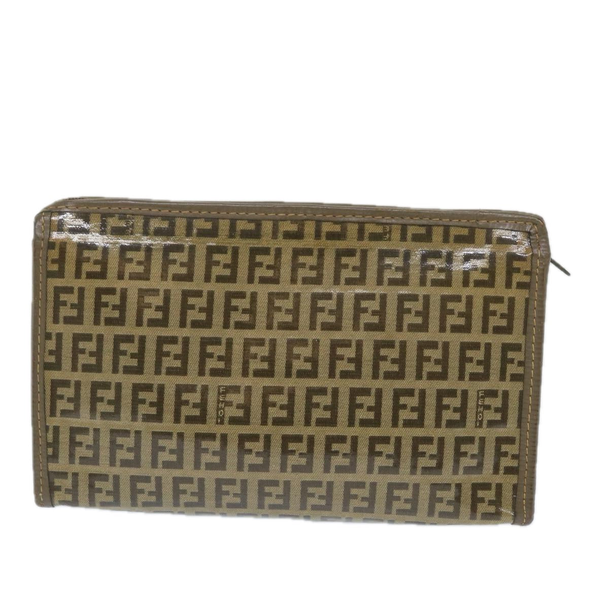 Luxury FendiZucchino Canvas Clutch Bag Coated Canvas Brownti1271