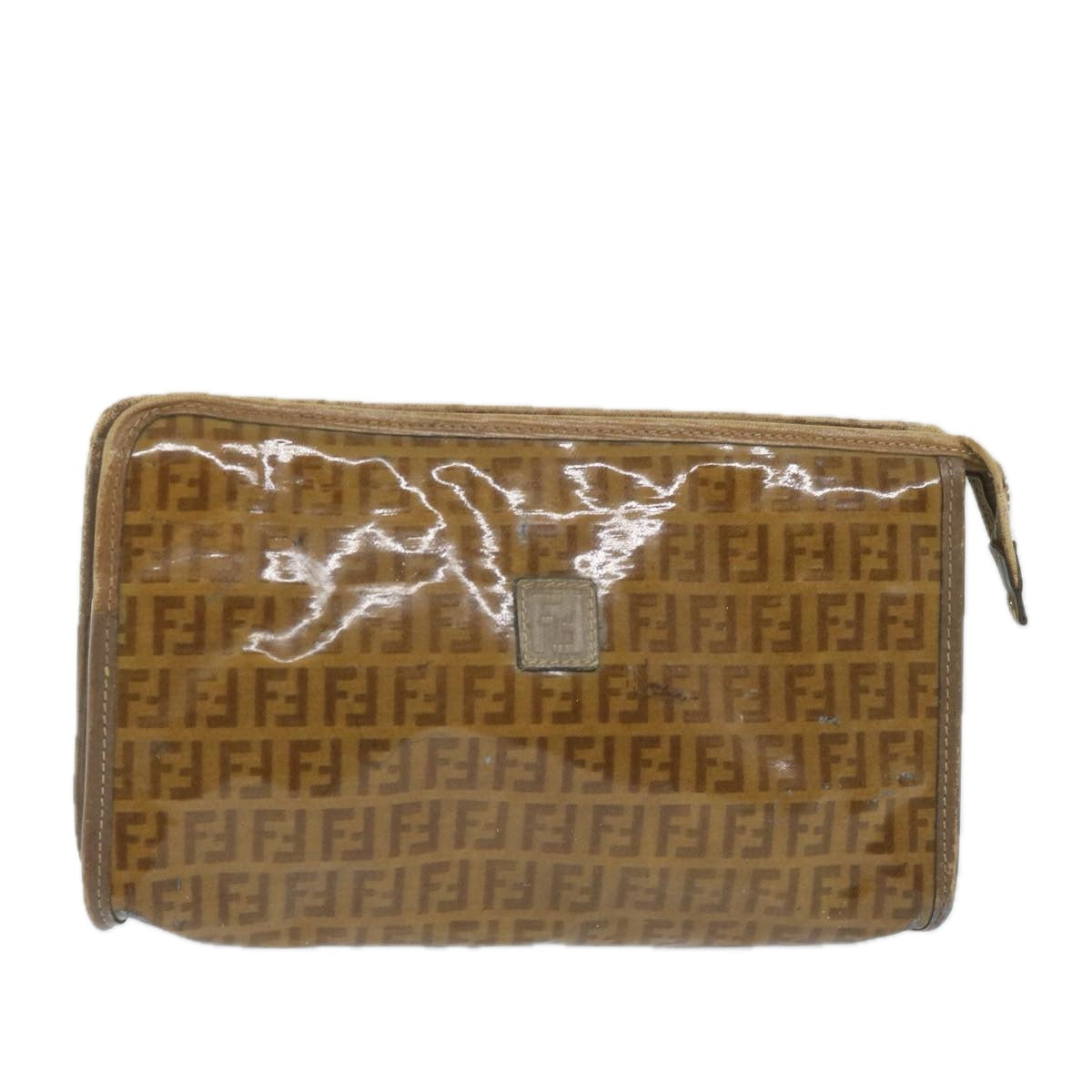 Luxury FendiZucchino Canvas Clutch Bag Coated Canvas Brownti1273