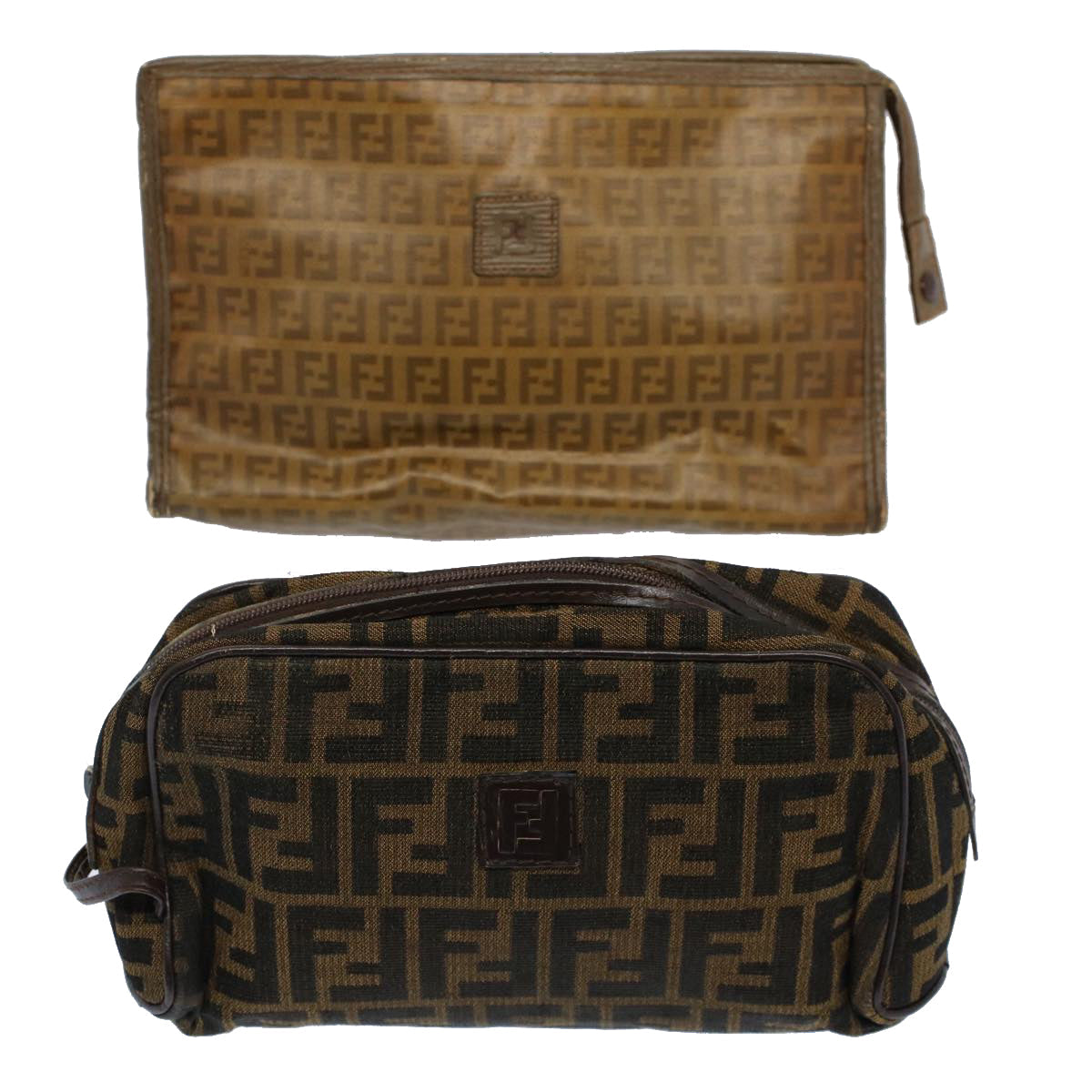 Luxury FendiZucca Canvas Zucchino Canvas Clutch Bag 2Set Brown Blackti1353
